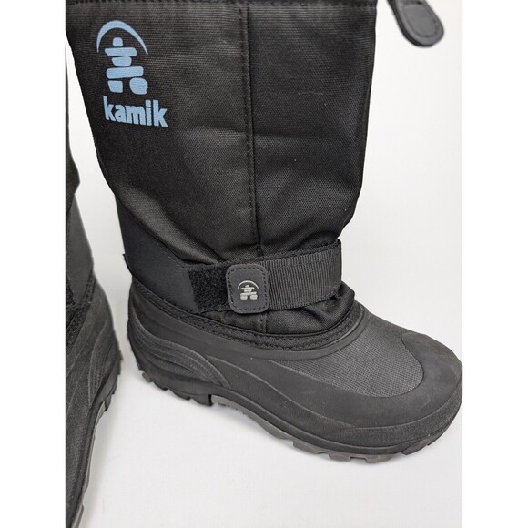 KAMIK Black Insulated Snow Winter Boots Waterproof Kids Size 3 Hook and Loop - Picture 3 of 10